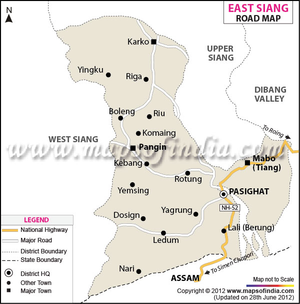 Road Map of East Siang 