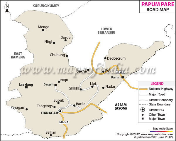 Road Map of Papum Pare