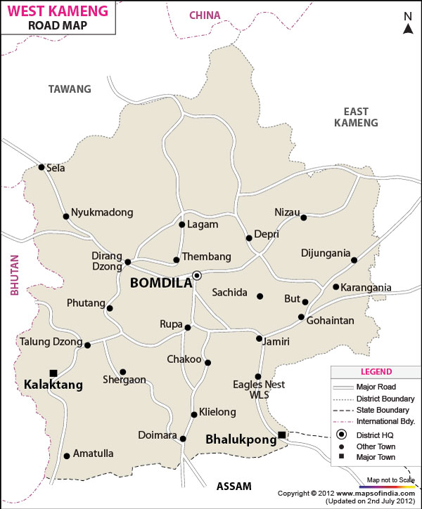 Road Map of West Kameng 