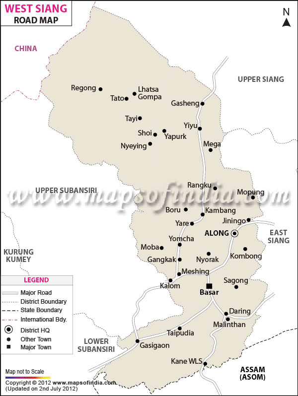 Road Map of West Siang