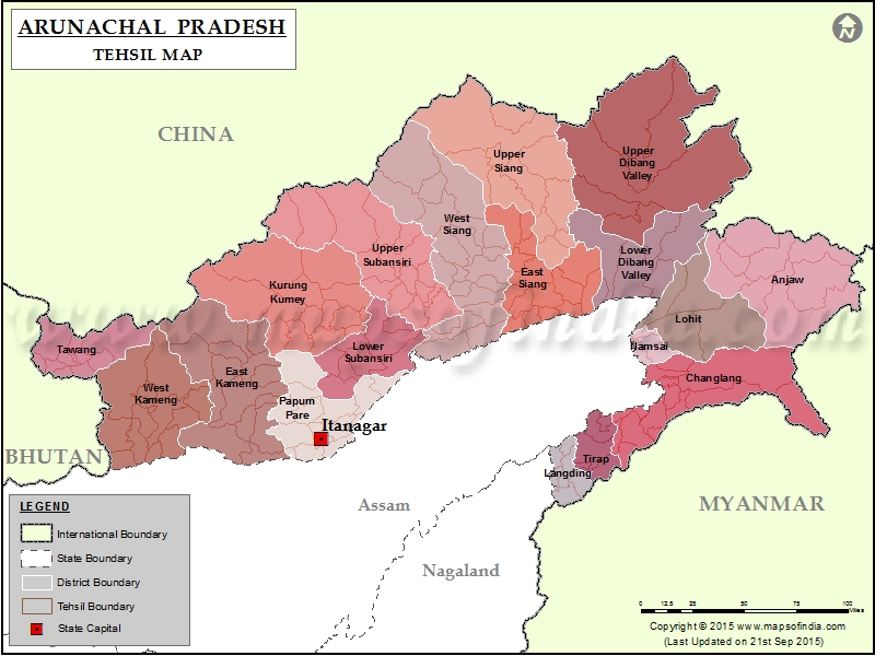 Arunachal Pradesh Tehsil Map