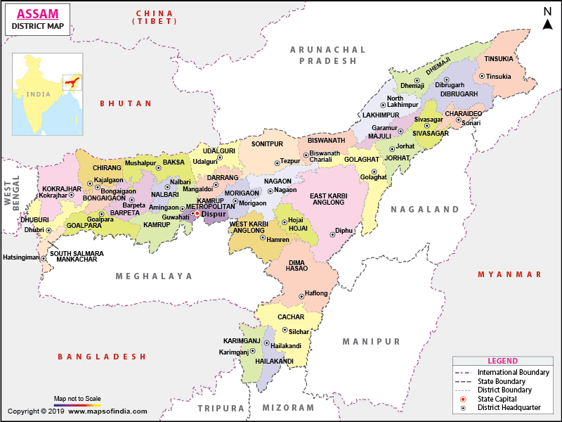 physical map of assam state Assam District Map physical map of assam state