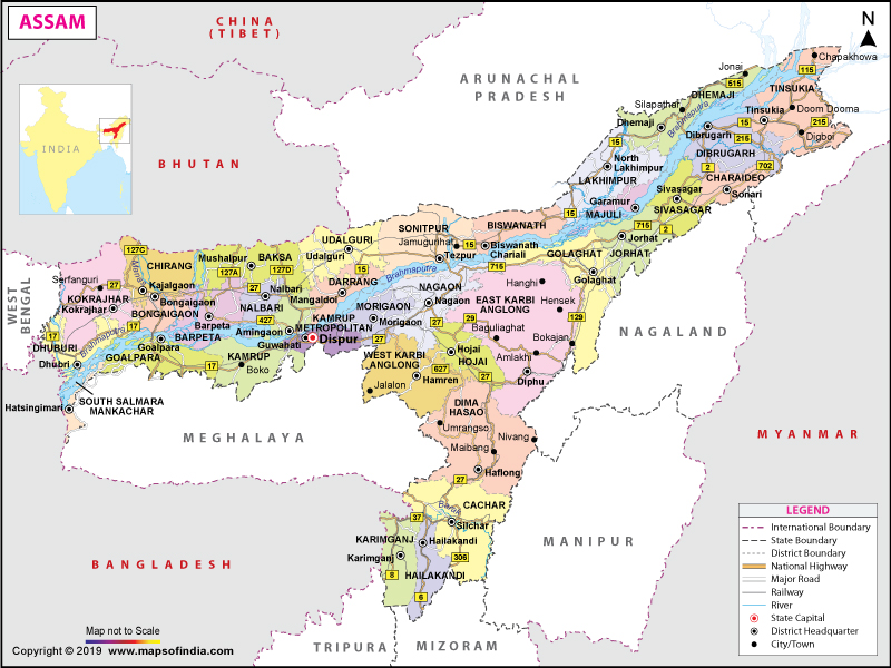 assam tourist places map