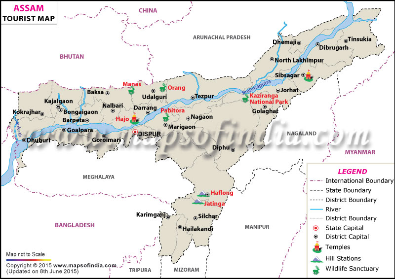 assam tourist places map