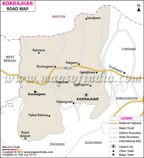 Road Map of Kokrajhar 