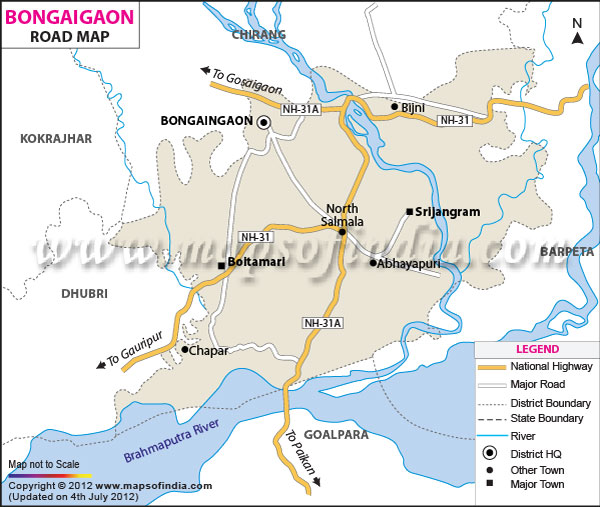 Road Map of Bongaigaon 
