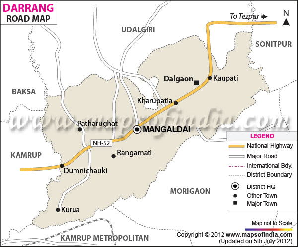 Road Map of Darrang 