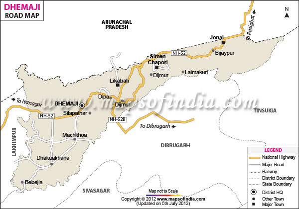 Road Map of Dhemaji 