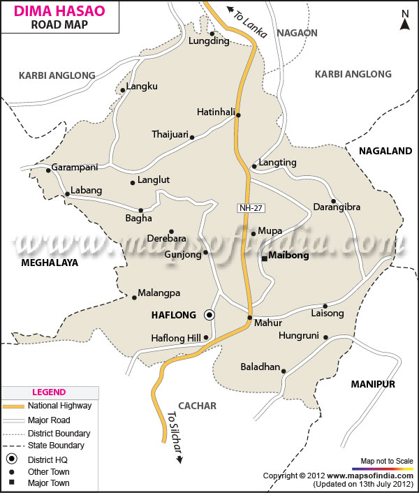 Road Map of Dima Hasao 