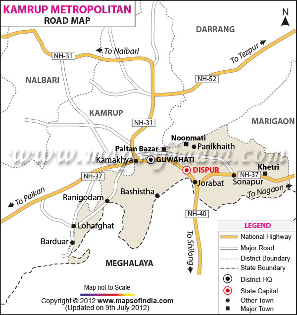 Road Map of Kamrup Metropolitan