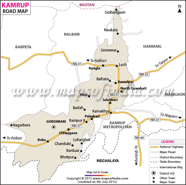 Road Map of Kamrup 
