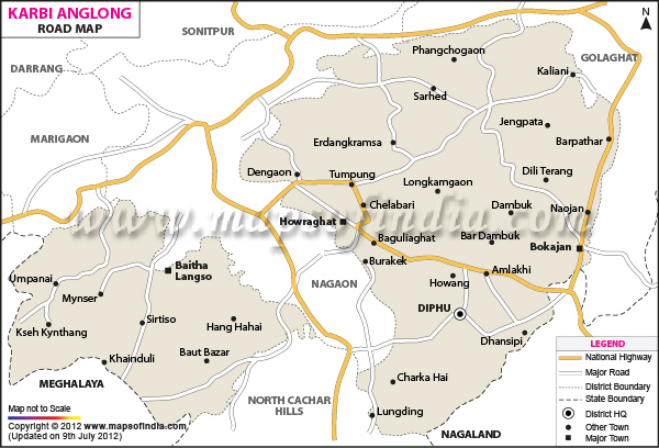 Road Map of Karbi Anglong 