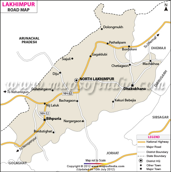 Road Map of Lakhimpur 