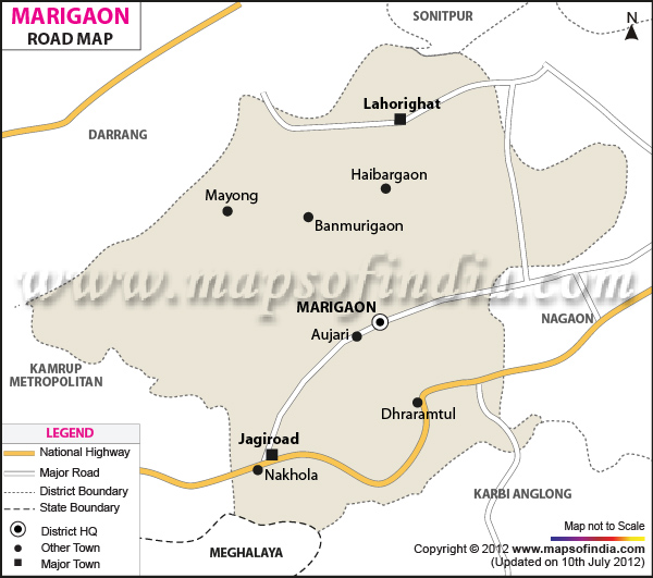 Road Map of Morigaon 