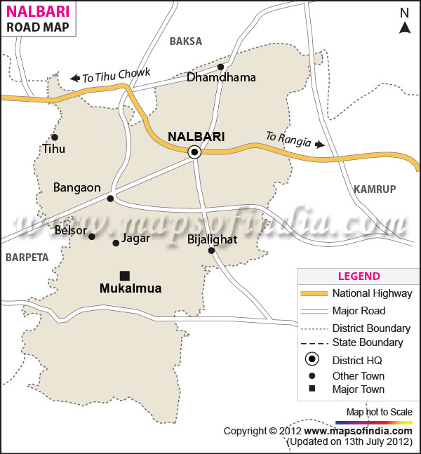 Road Map of Nalbari 