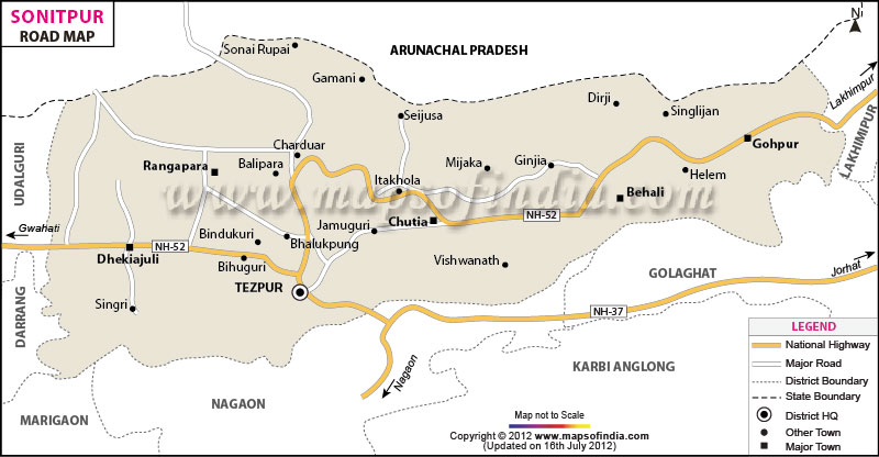 Road Map of Sonitpur 