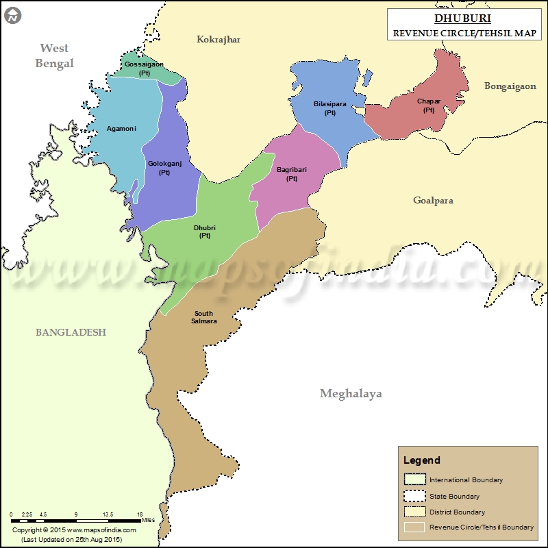 Dhubri Tehsil Map Circles In Dhubri