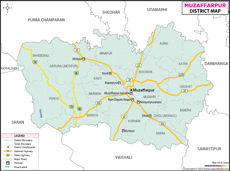 Muzaffarpur To Delhi Distance By Road Muzaffarpur District Map