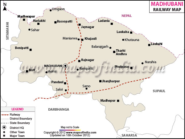 Railway Map of Madhubani