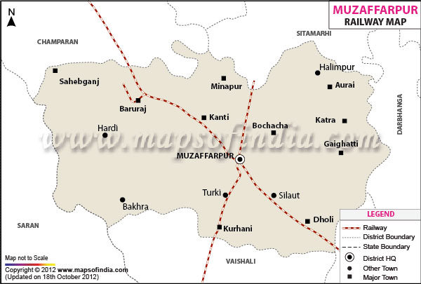 Railway Map of Muzaffarpur