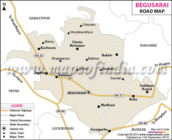 Road Map of Begusarai