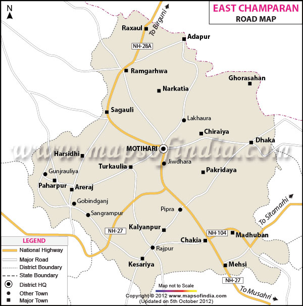 Road Map of Purbi Champaran