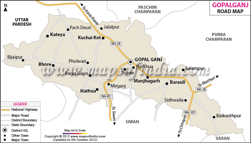 Road Map of Gopalganj