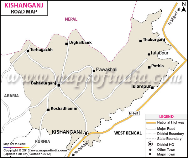 Road Map of Kishanganj