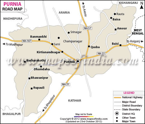 Road Map of Purnia