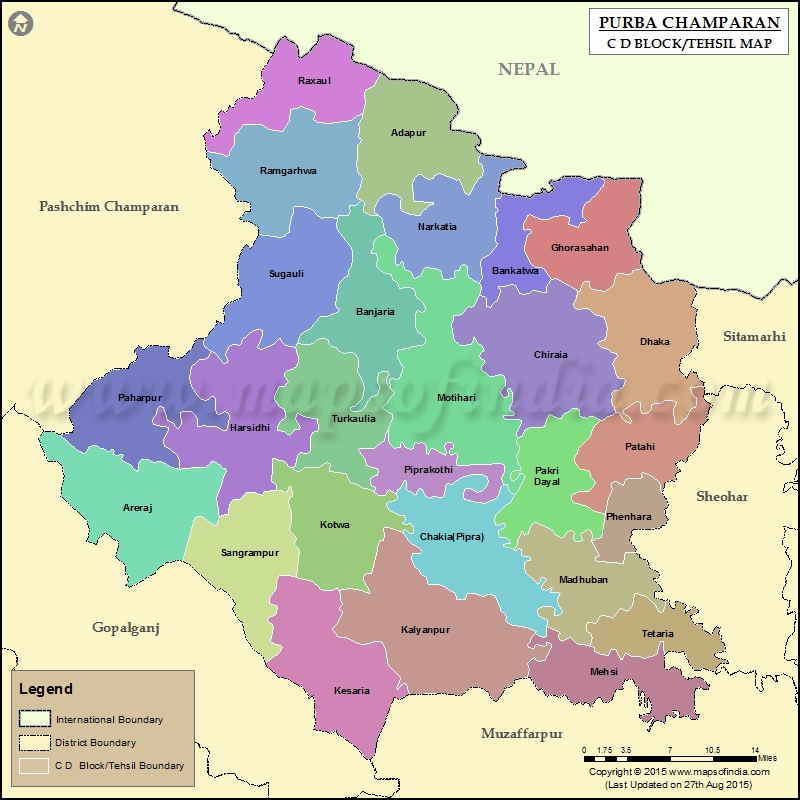 Tehsil Map of East Champaran 