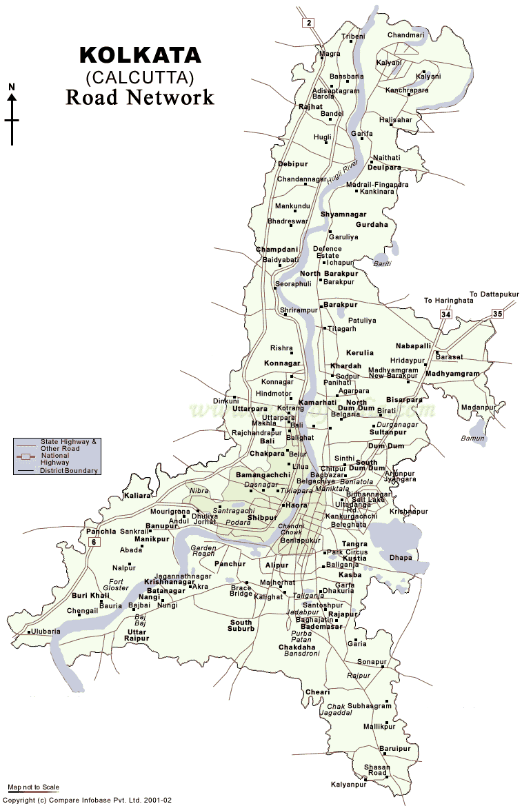      Road Network 
Map of Calcutta City