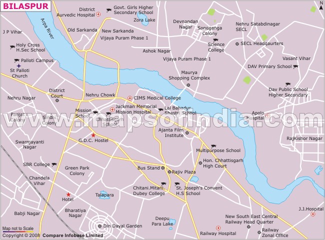 Bilaspur City Map, Chhattisgarh