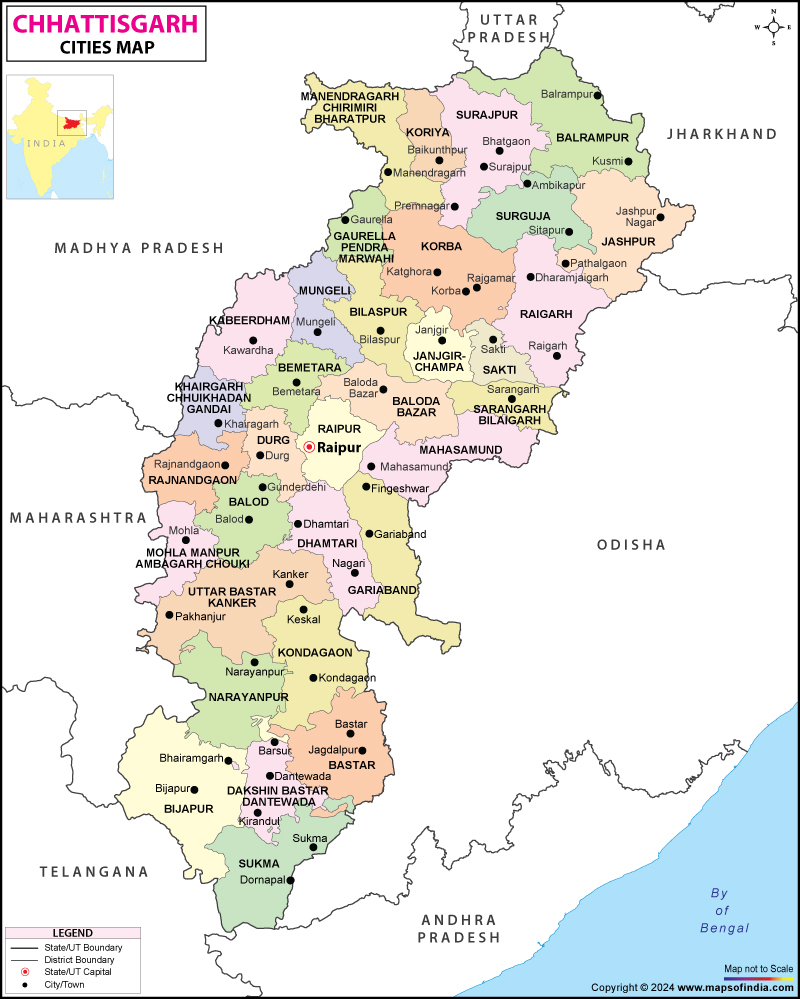 City Map of Chhattisgarh