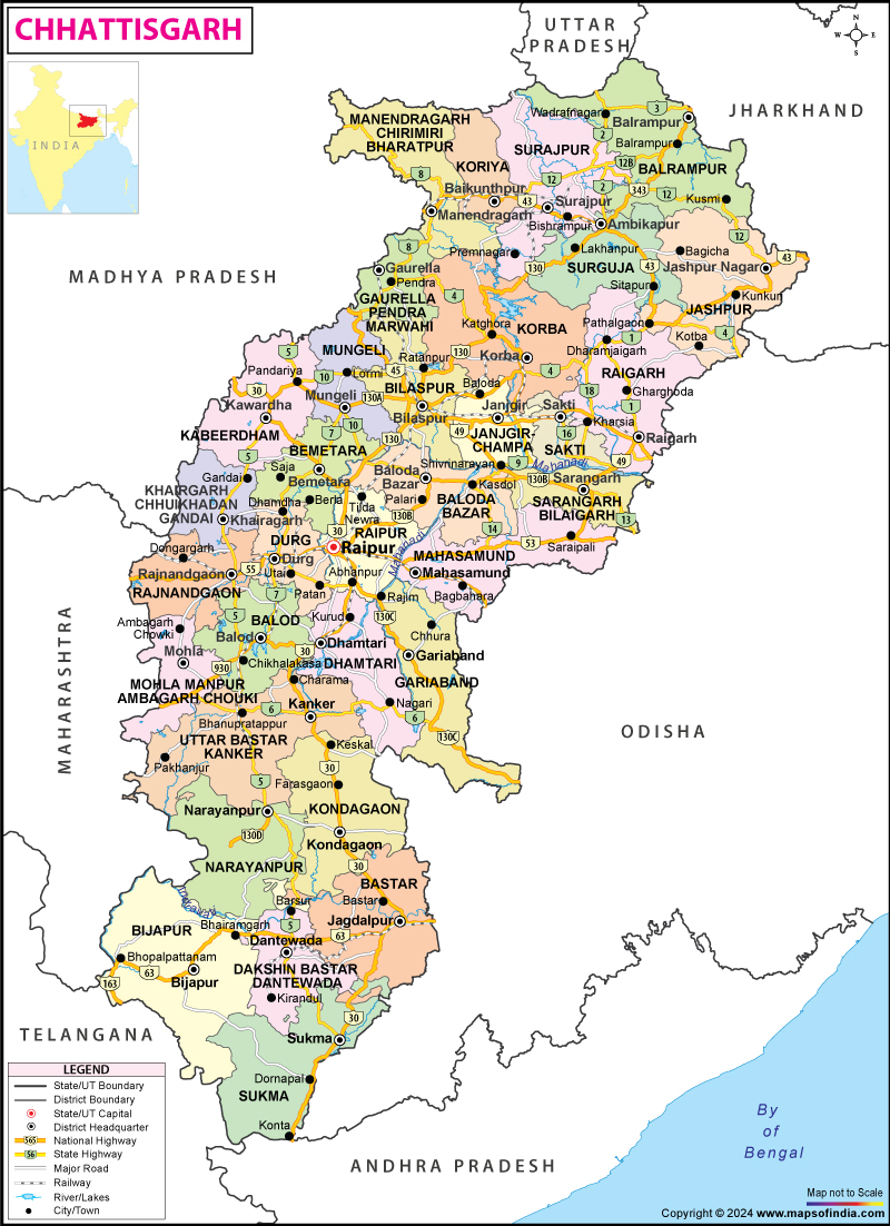 Chhattisgarh State Information And Chhattisgarh Map
