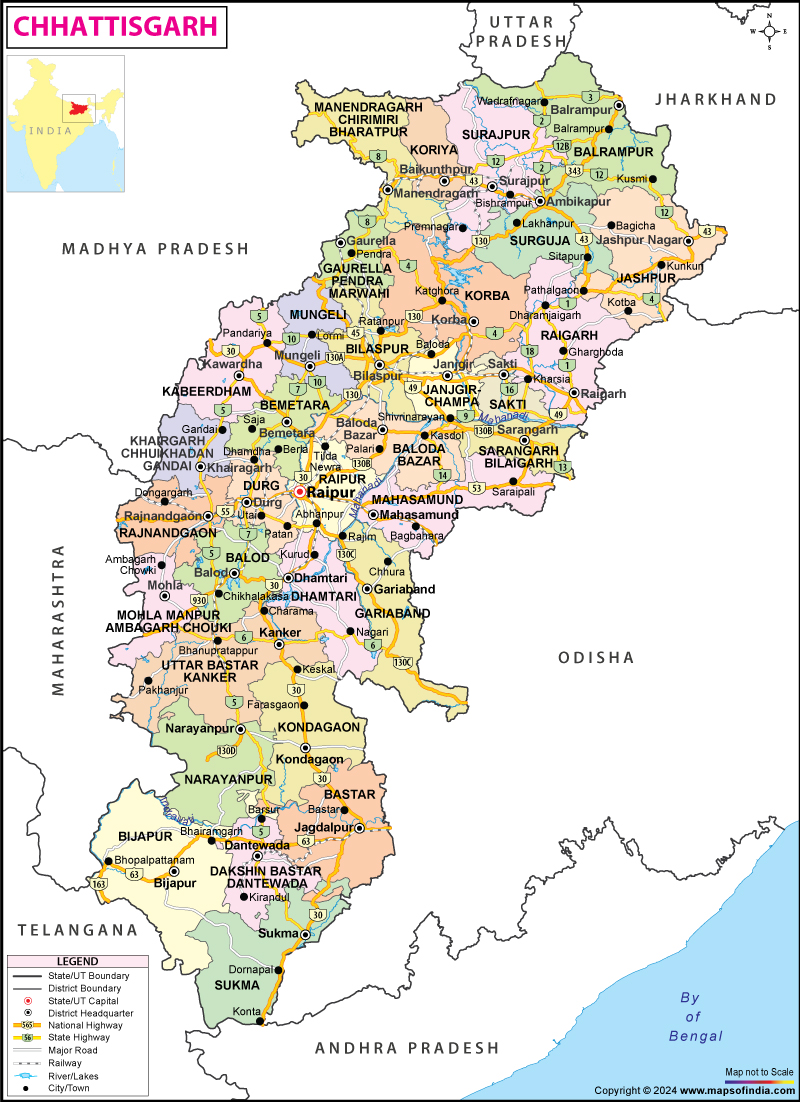 Map of Chhattisgarh