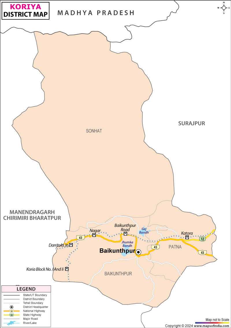 District Map of Koriya