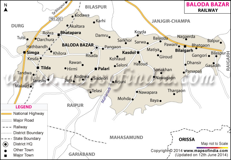Railway Map of Baloda Bazar