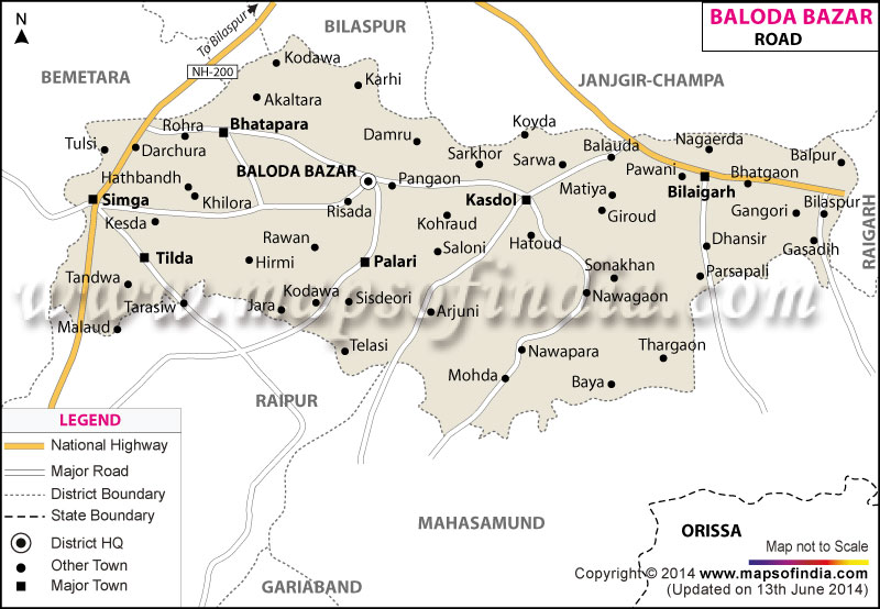 Road Map of Baloda Bazar