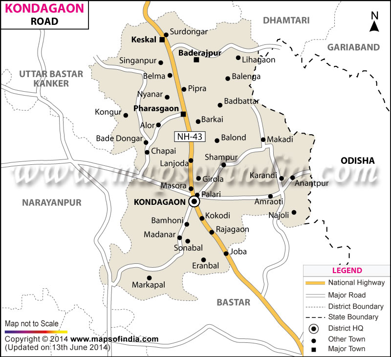 Road Map of Kondagaon