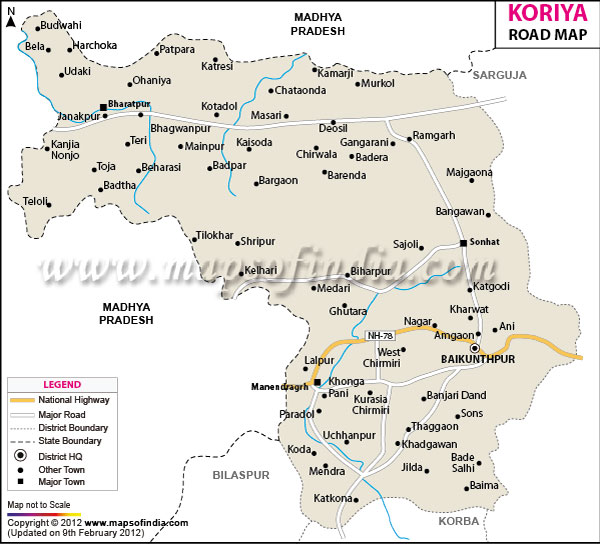 Road Map of  Koriya