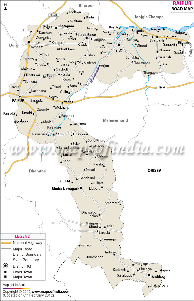 Road Map of  Raipur