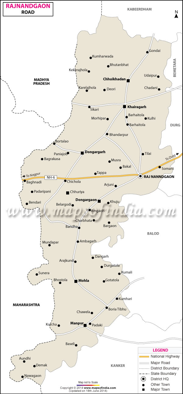 Road Map of  Rajnandgaon