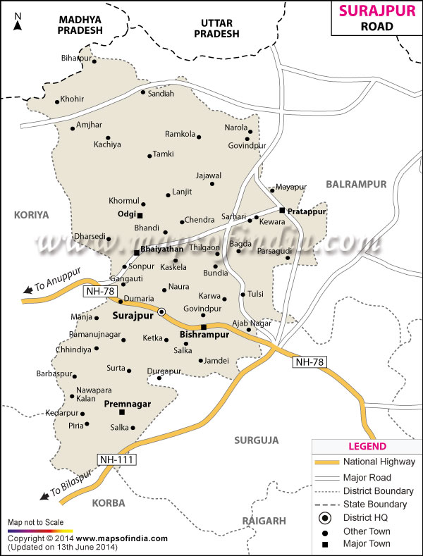 Road Map of Surajpur