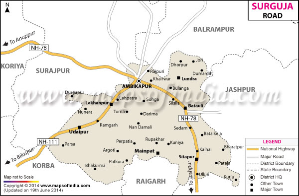 Road Map of  Surguja