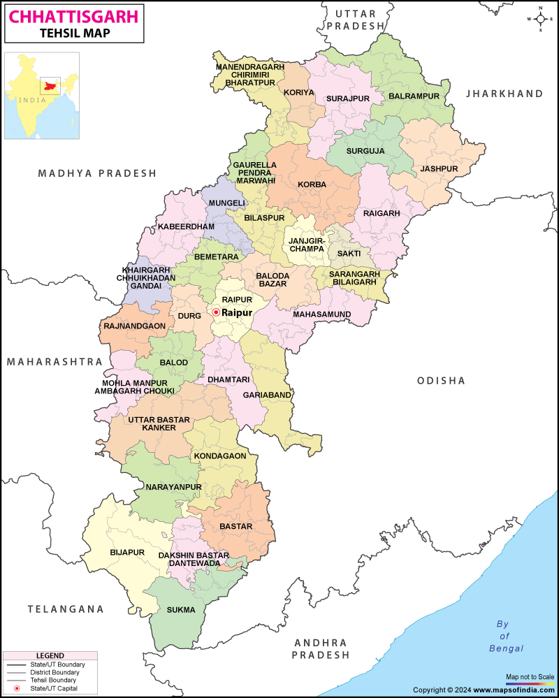 Map of Chhattisgarh Tehsil