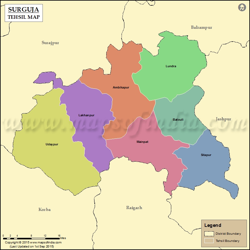 Tehsil Map of Surguja