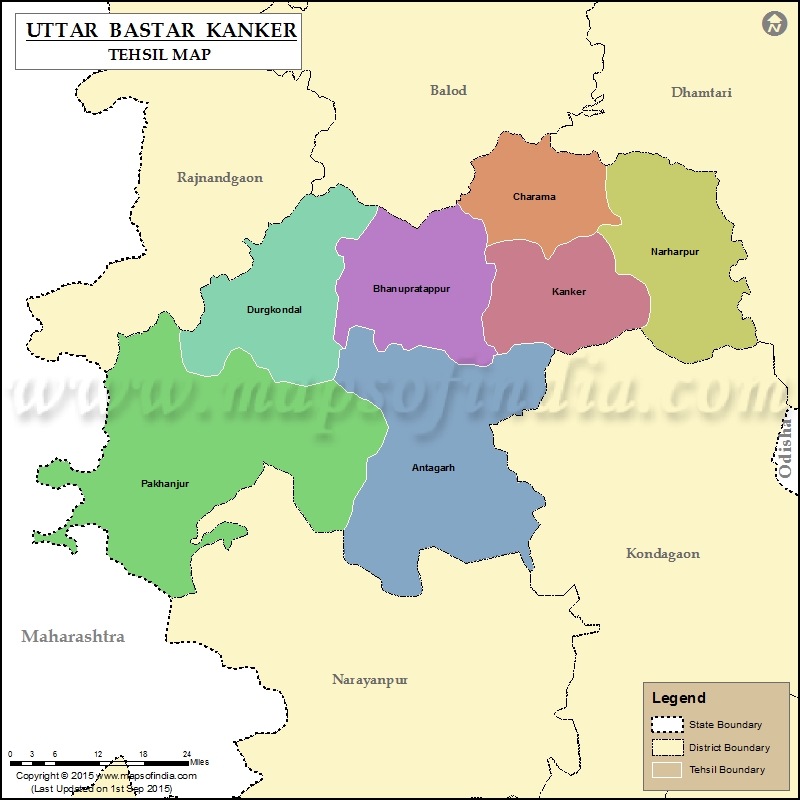 Tehsil Map of Uttar Bastar