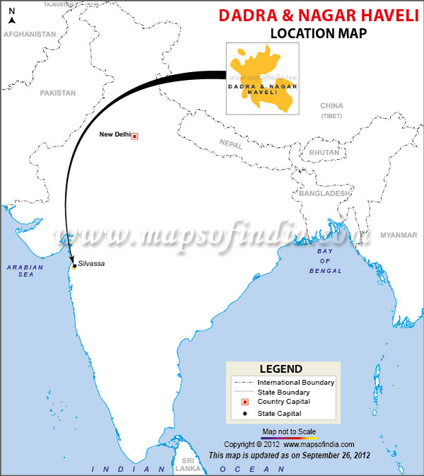 Dadra And Nagar Haveli In India Map Location Map Of Dadra & Nagar Haveli