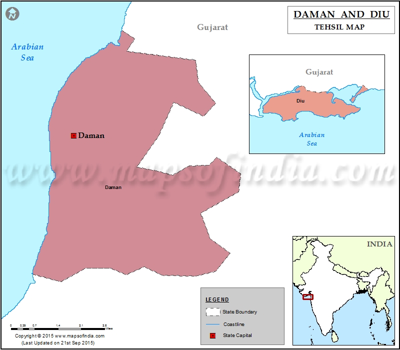 Daman and Diu Tehsil Map