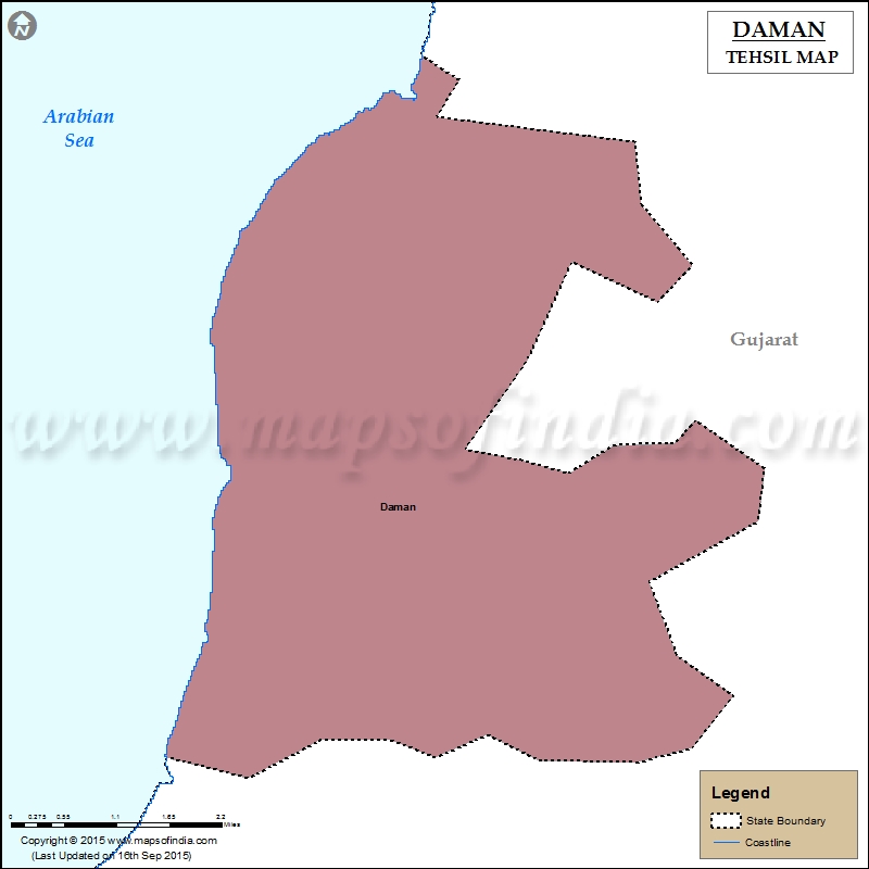 Map of Daman Tehsil